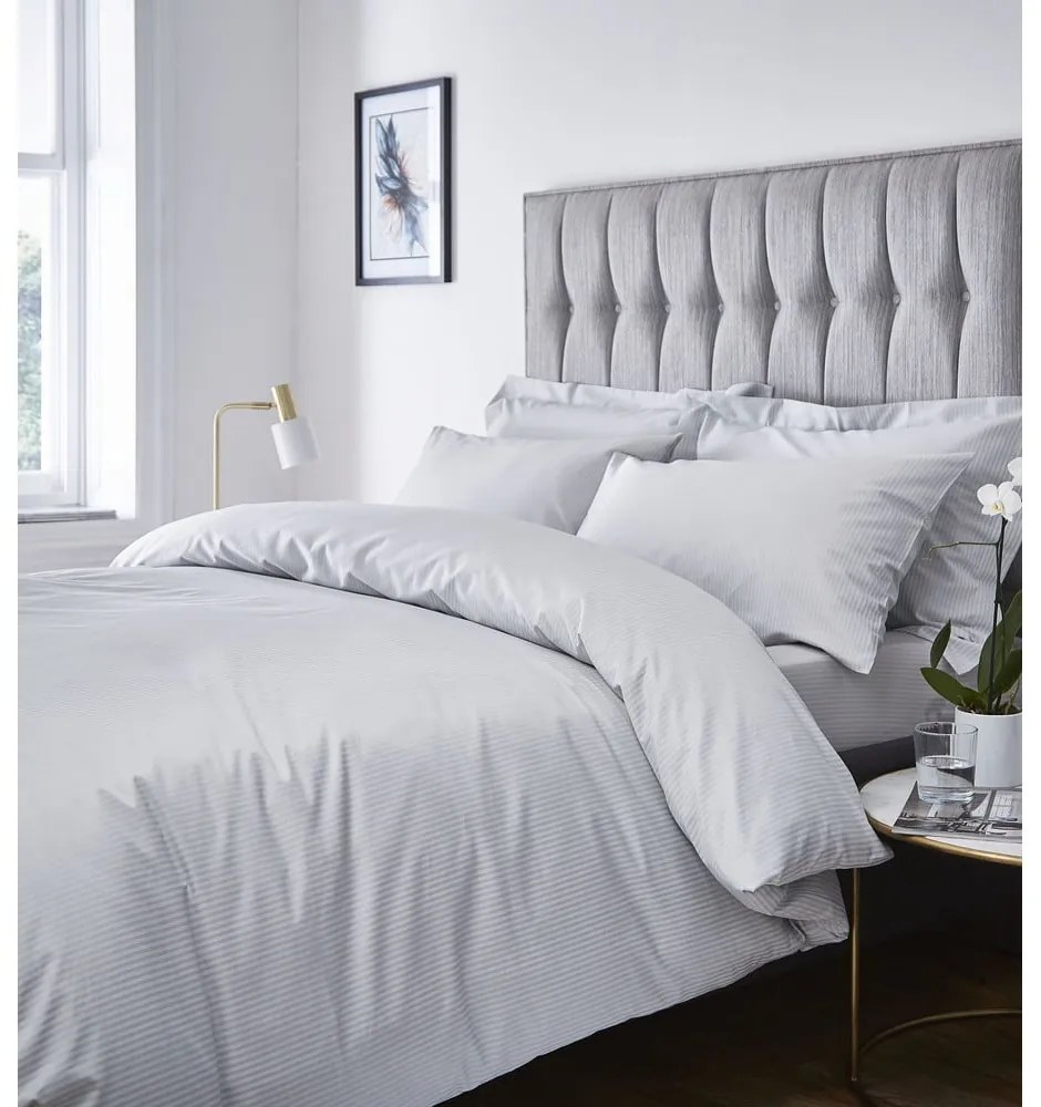 Sivá napínacia plachta 90x190 cm Satin Stripe - Catherine Lansfield