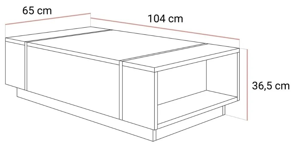 KONFERENČNÝ STOLÍK SANTINO KAŠMÍR VYSOKÝ LESK / ZLATÝ
