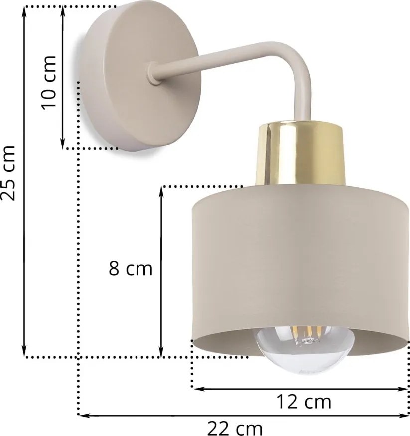 Nástenné svietidlo Panta, 1x béžové kovové tienidlo, g
