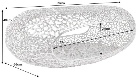 Konferenčný stôl Organic 44148 120x66cm Aluminium Silver - Komfort-nábytok