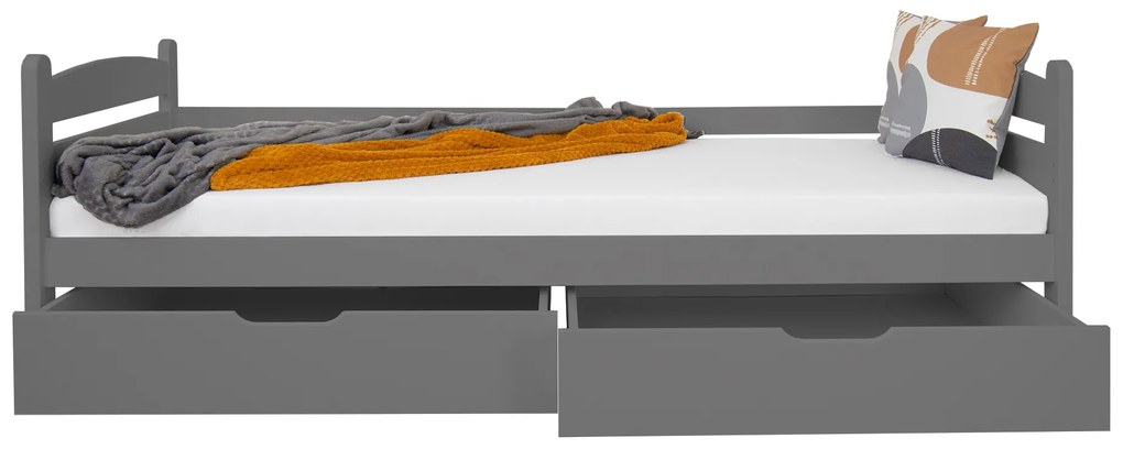 Wilsondo Detská drevená posteľ so zábranou 90x200 Maurícius - antracit
