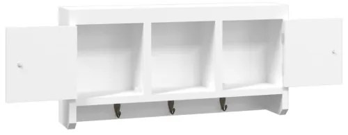 vidaXL Skrinka na kľúče biela 40x8,5x20 cm spracované drevo a oceľ-