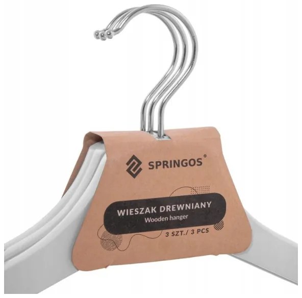 SPRINGOS Ramienka na šaty 43cm drevené, šedé, súprava 3ks SPRINGOS URBAN
