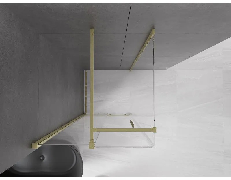 Mexen Velar, sprchový kút s posuvnými dverami 120(dvere) x 120(stena) cm, 8mm číre sklo, zlatá matná, 871-120-120-01-55