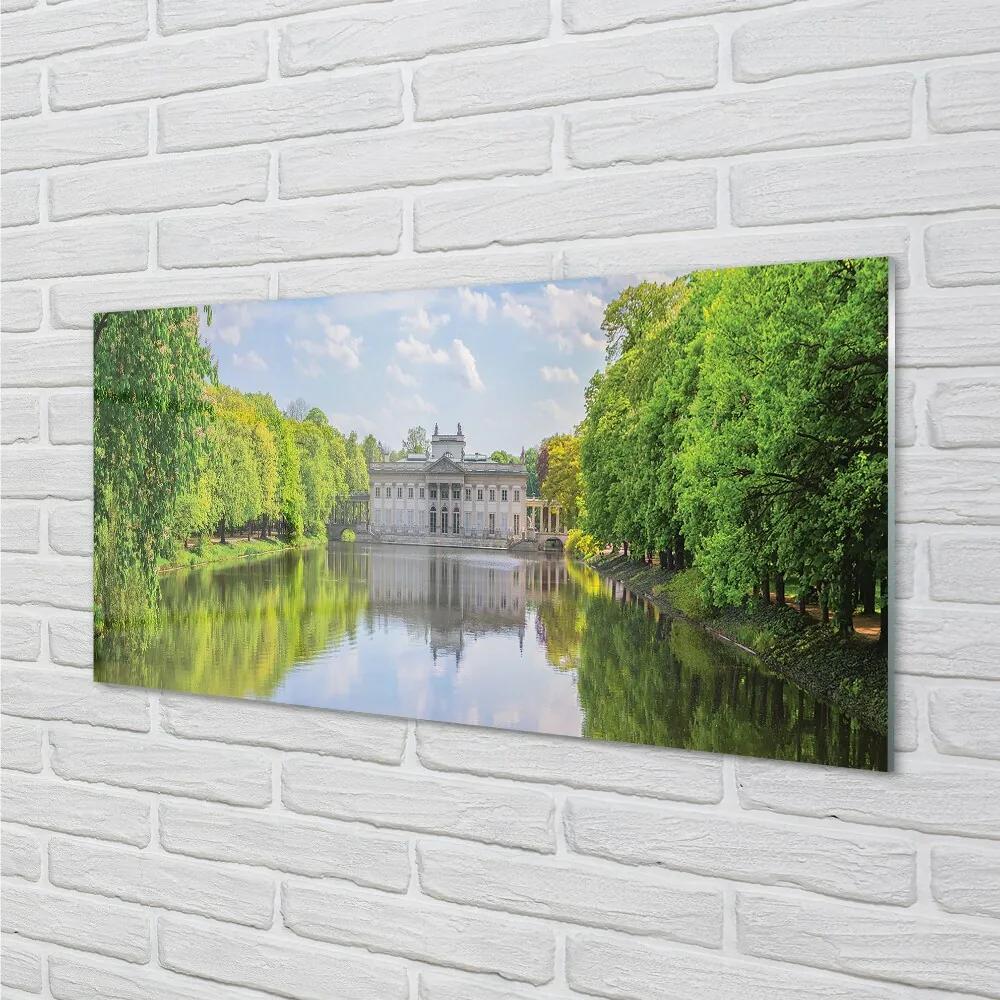 Sklenený obraz Varšavský Palác lesného jazera 125x50 cm