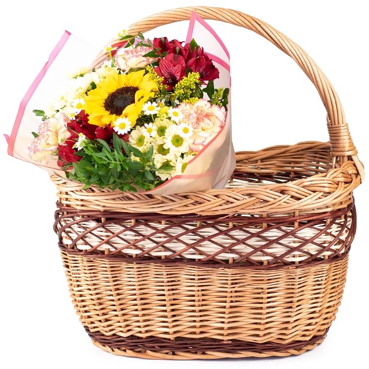 Prútený nákupný košík Flores III.š. 40 x hl. 30 x v. 25 / 47(cm)