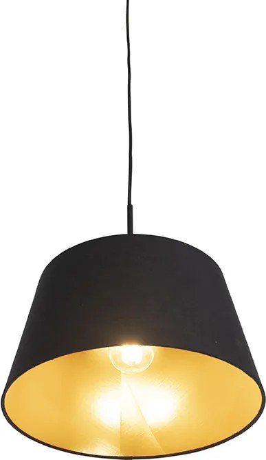 Závesné svietidlo s bavlneným tienidlom čierne a zlaté 32 cm - Combi