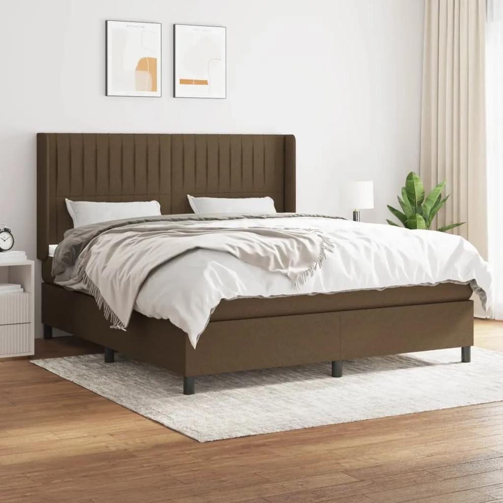 Boxspring posteľ s matracom tmavohnedá 180x200 cm látka 3131612