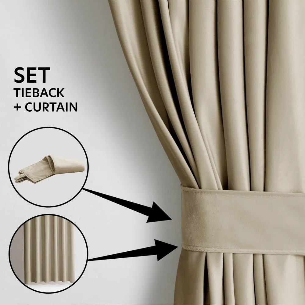 Hnedý/béžový zamatový dimout záves 140x245 cm Pleat – Restilo