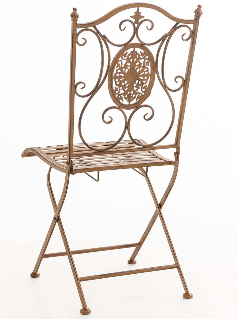 Kovová skladacia stolička Sibell - Hnedá antik