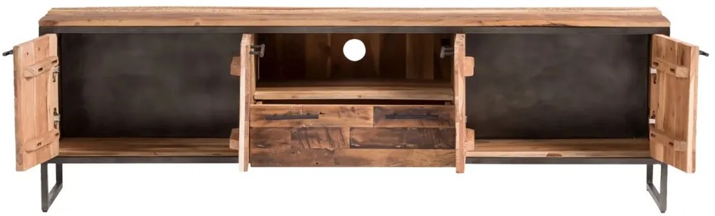 furniture-nabytek.cz - Masivní TV stolek Bristol z recyklovaného dřeva, hnědý – 180×38×52 cm