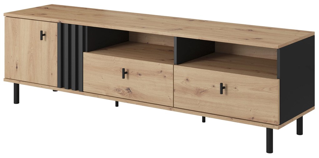 TV stolík/skrinka Madeira 165 (dub artisan + čierny antracit). Akcia -21%. Vlastná spoľahlivá doprava až k Vám domov. 1071362