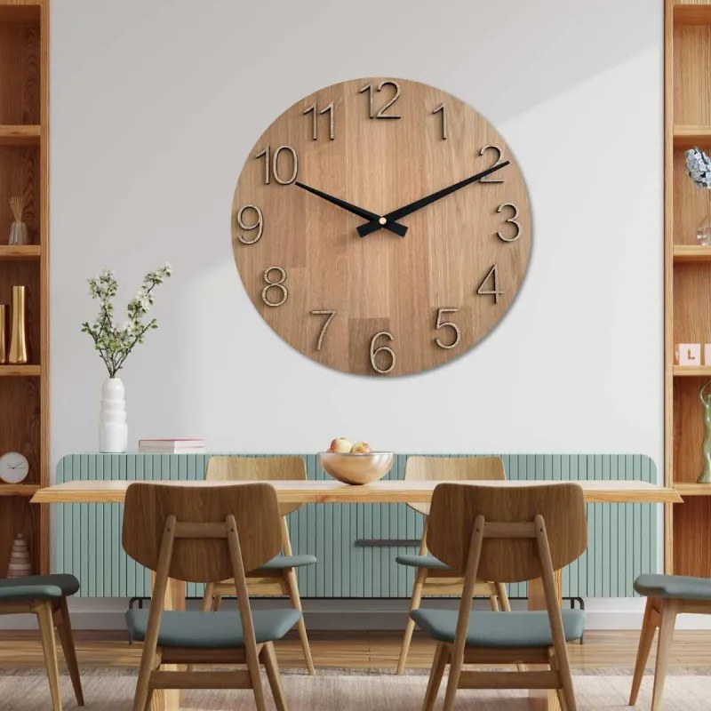 Elegantné nástenné hodiny z masívneho dubu I SENTOP MAS016-OSMO-3041-hands/silver