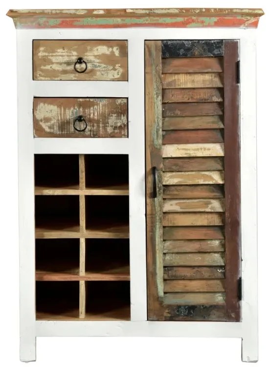 furniture-nabytek.cz - Masivní komoda Perth z recyklovaného dřeva, lakovaná, bílá/barevná – 80×42×110 cm