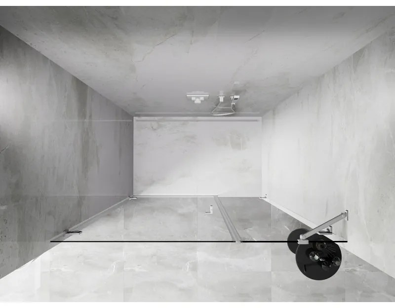 Mexen Lunar-B, ľavé otočné sprchové dvere 110 cm, 8mm číre sklo, biely profil, 832S-110-050-20-00-L