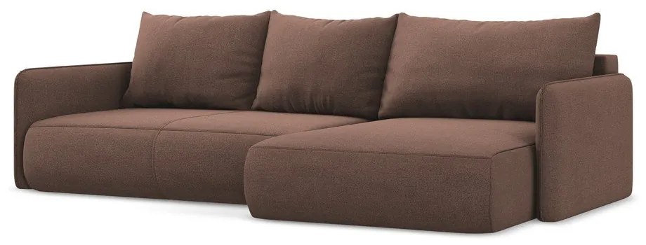 Ružová rozkladacia/s úložným priestorom rohová pohovka (pravý roh) Nanea – Makamii