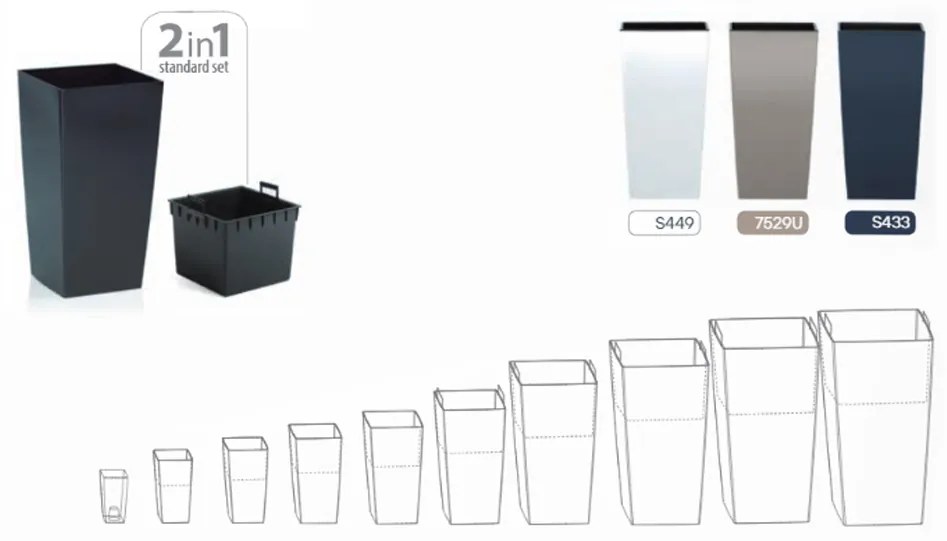 Vysoký plastový kvetináč DURS400 40 cm - biela