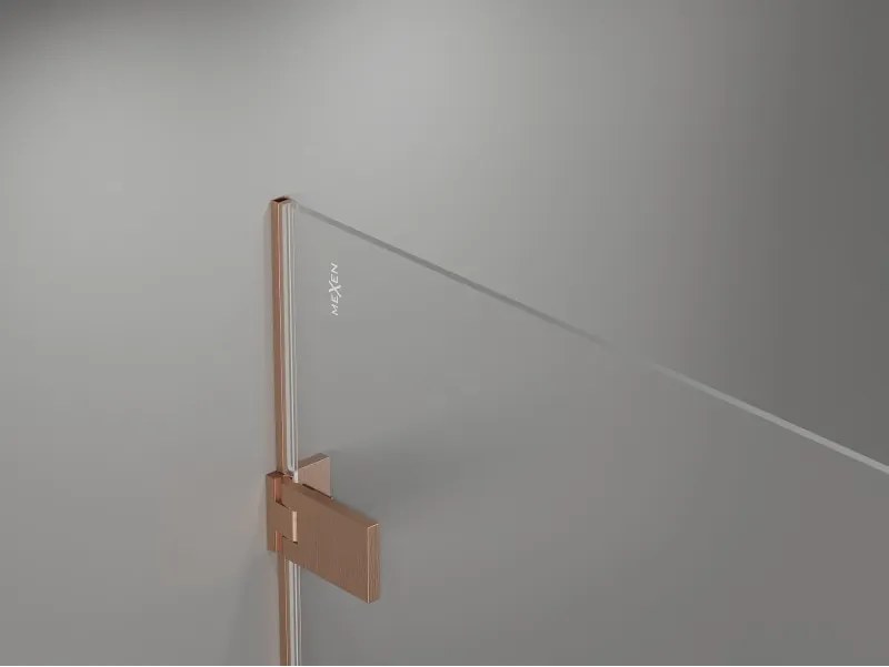 Mexen Lunar-F Duo skladacia sprchová kabína 100 x 80 cm, priehľadná, brúsená meď - 836-100L-080P-65-00