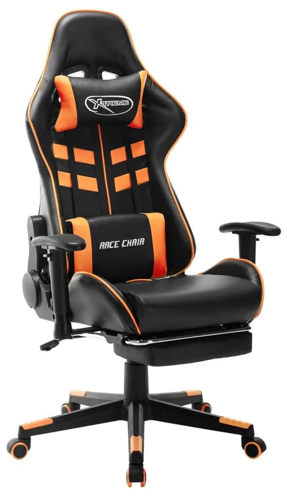 Herná stolička s opierkou na nohy čierno-oranžová umelá koža