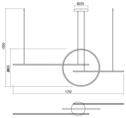 Redo 01-1737 - LED Stmievateľný luster na lanku GIOTTO LED/56W/230V čierna