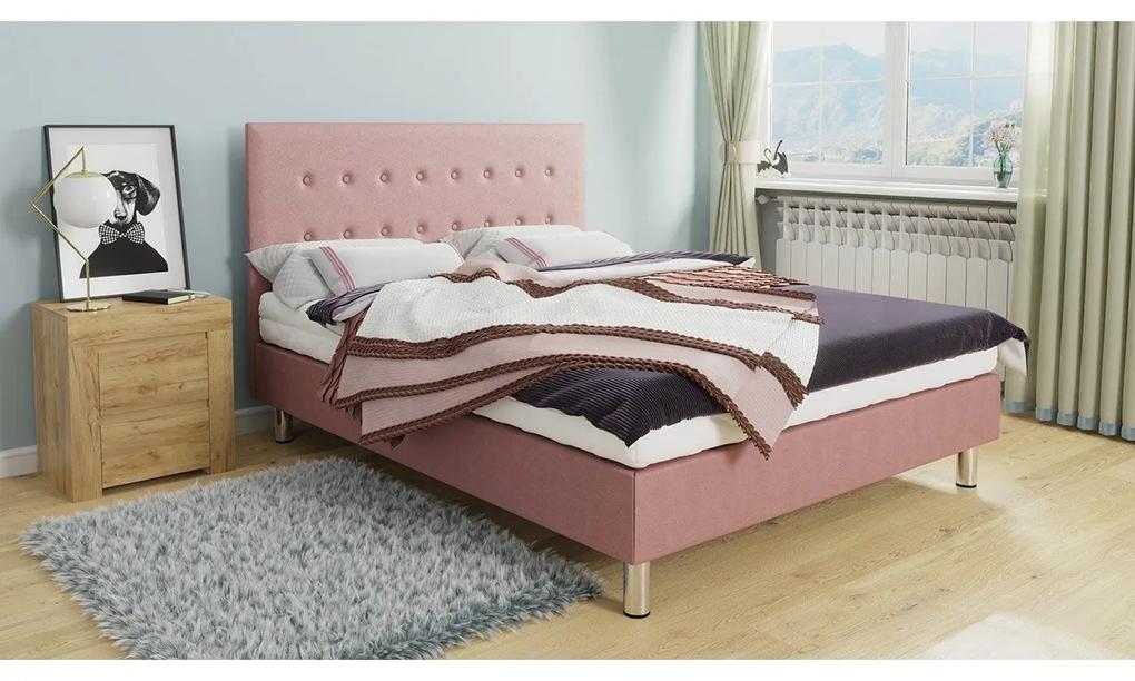 Manželská posteľ 140 cm Etel (ružová ) (s rošto a matracom). Vlastná spoľahlivá doprava až k Vám domov. 1070127