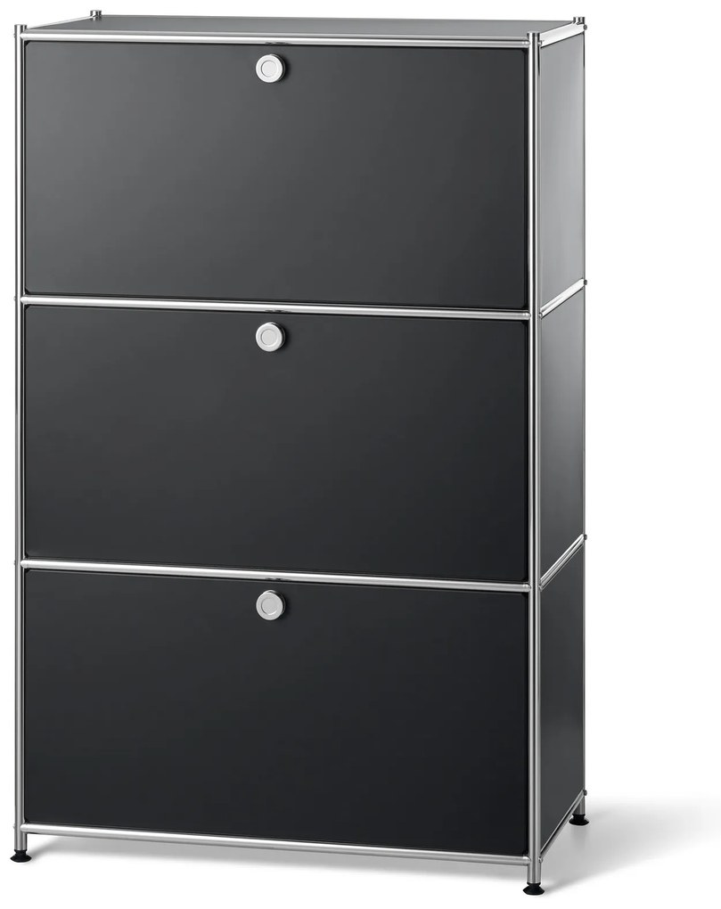 Kovový regál »CN3« s 3 výklopnými priehradkami, čierny