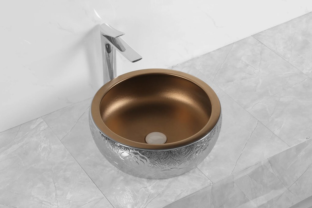 Novoterm Keramické umývadlo na dosku NV-KR-124 chróm/bronz