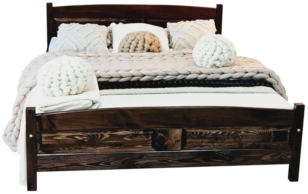 Vyvýšená posteľ ANGEL + sendvičový matrac MORAVIA + rošt, 140x200 cm, orech-lak