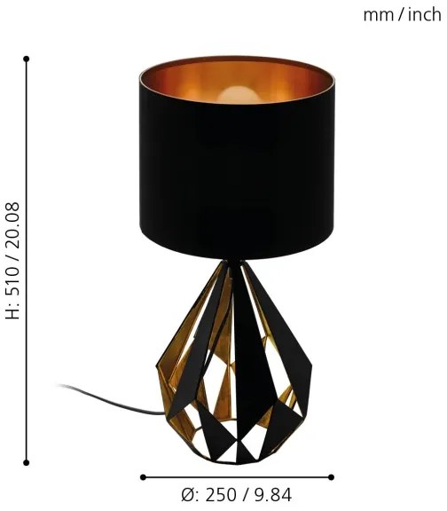 Eglo 43077 - Stolná lampa CARLTON 1xE27/60W/230V