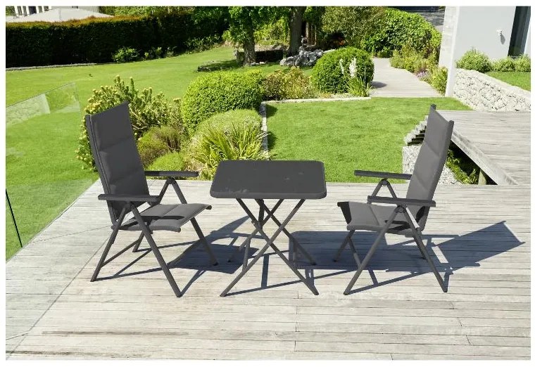 Livarno home Hliníkové kreslo Toronto s vysokým operadlom, antracitové, 2 kusy + Podsedák, červenohnedý, 2 kusy  (800010772)