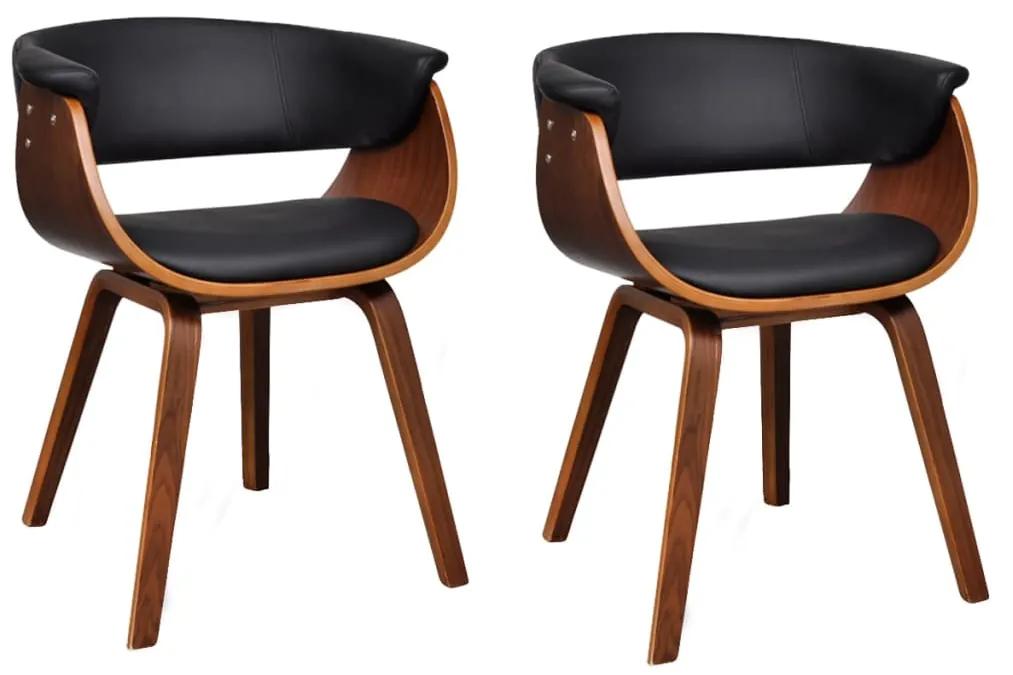 vidaXL Jedálenské stoličky 2 ks, ohýbané drevo a umelá koža