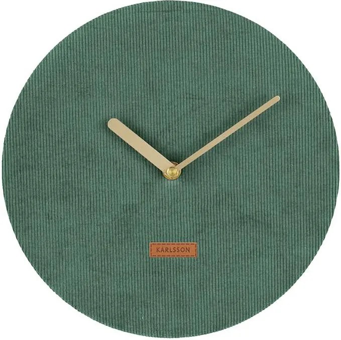 KARLSSON Nástenné zelené menčestrové hodiny Corduroy