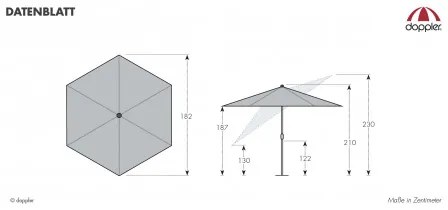 Derby Basic Lift NEO 180 cm - naklápací slnečník s kľukou - 2. akosť (S216)