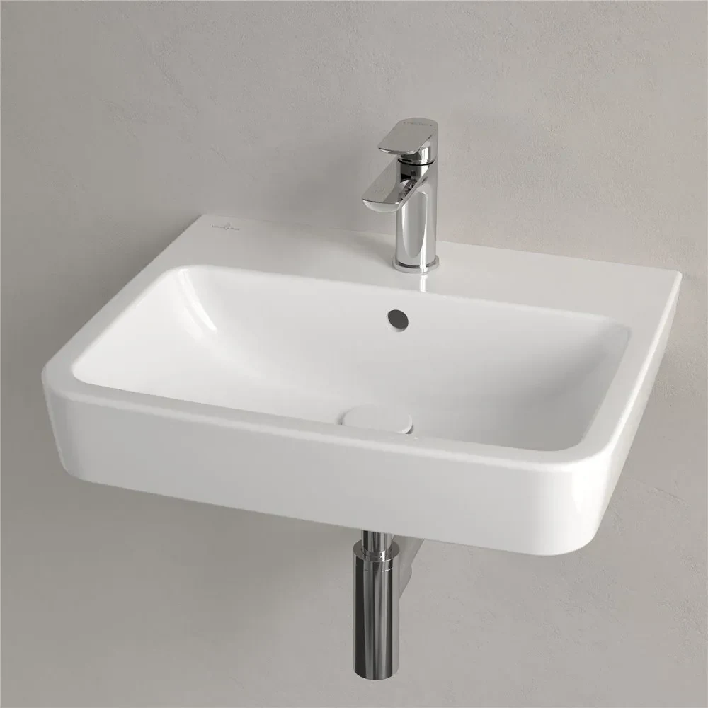 VILLEROY & BOCH O.novo závesné umývadlo s otvorom (zadná a spodná strana brúsená), s prepadom, 550 x 460 mm, biela alpská, 4A41MG01