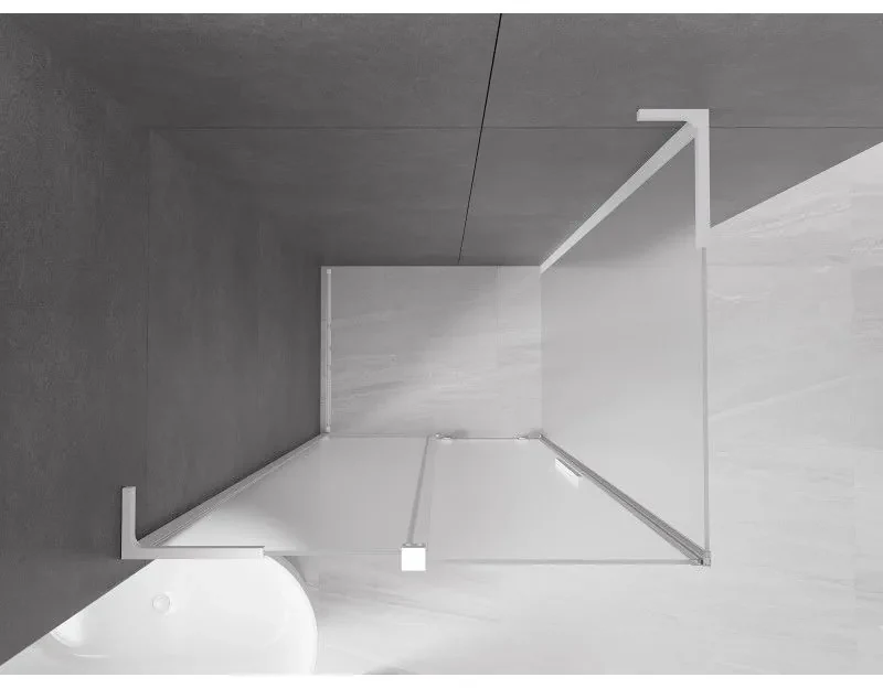 Mexen Velar L, sprchový kút s posuvnými dverami 120 x 70 cm, 8mm sklo námraza, biela matná, 871-120-070-33-20