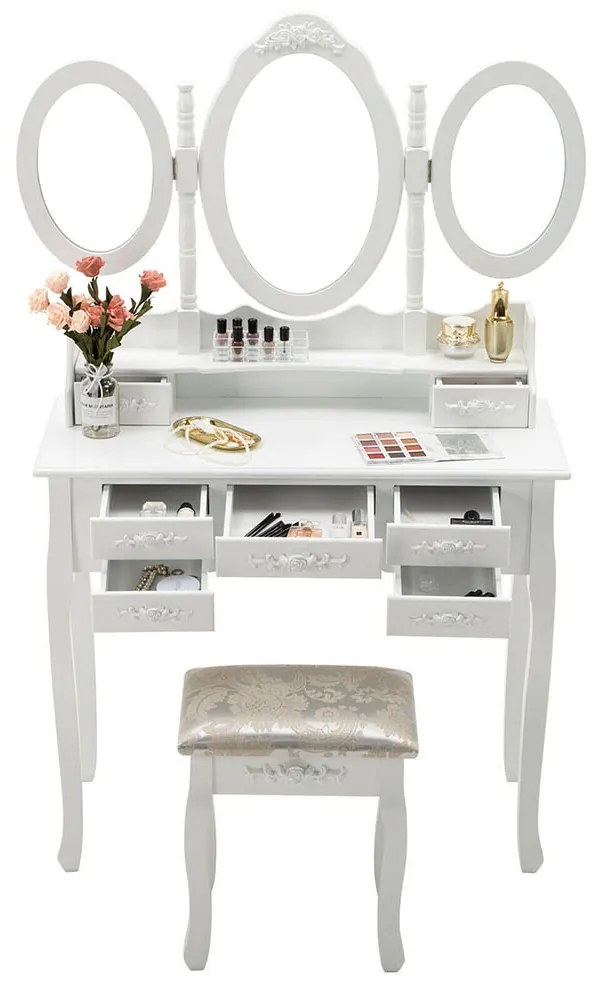 Toaletný stolík Milano, dostupný v rôznych farbách - biely