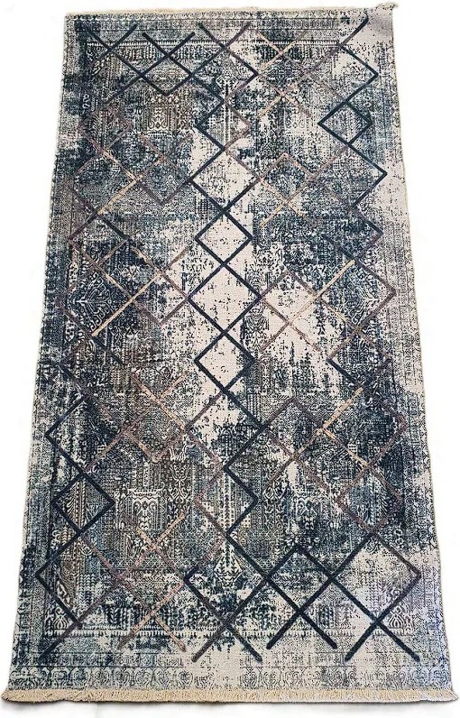 Moderný koberec Banco 1037 – modrá a béžová kombinácia Rozmer: 60x110 cm