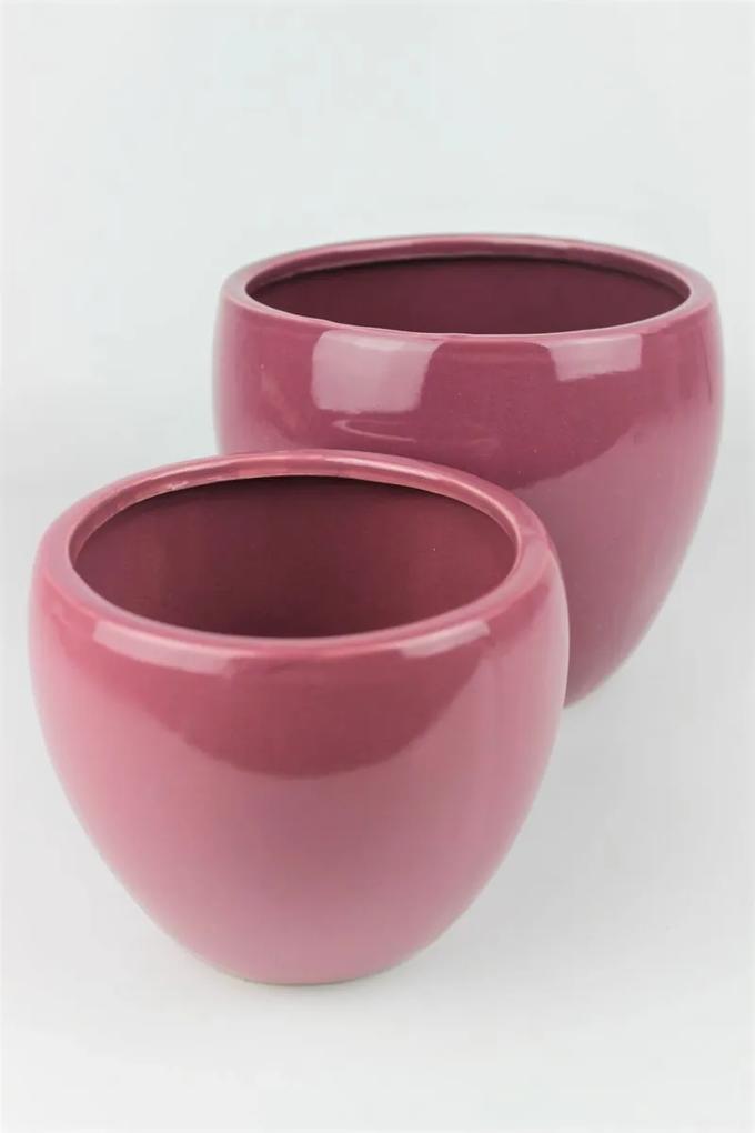Purpurový keramický okrúhly kvetináč 18 cm