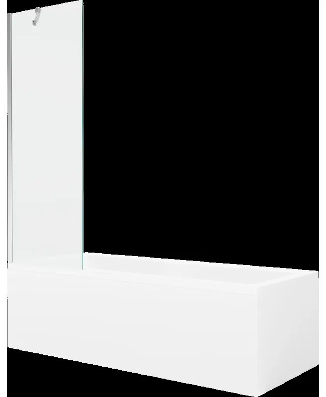 Mexen Cubik obdĺžniková vaňa 160 x 70 cm s obkladom a 1-krídlovou sprchovou zástenou 60 cm, Transparentné, Chrómová - 550316070X