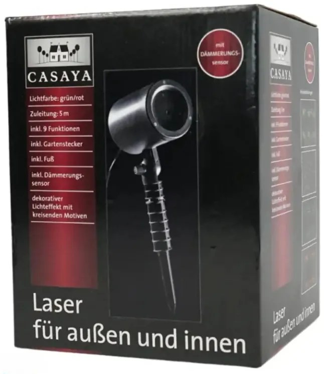 LED laserový projektor s rotačným efektom LUMINEO 9 funkcií, čierny