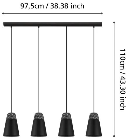 Eglo 99545 - Závesný luster CANTERRAS 4xE27/40W/230V