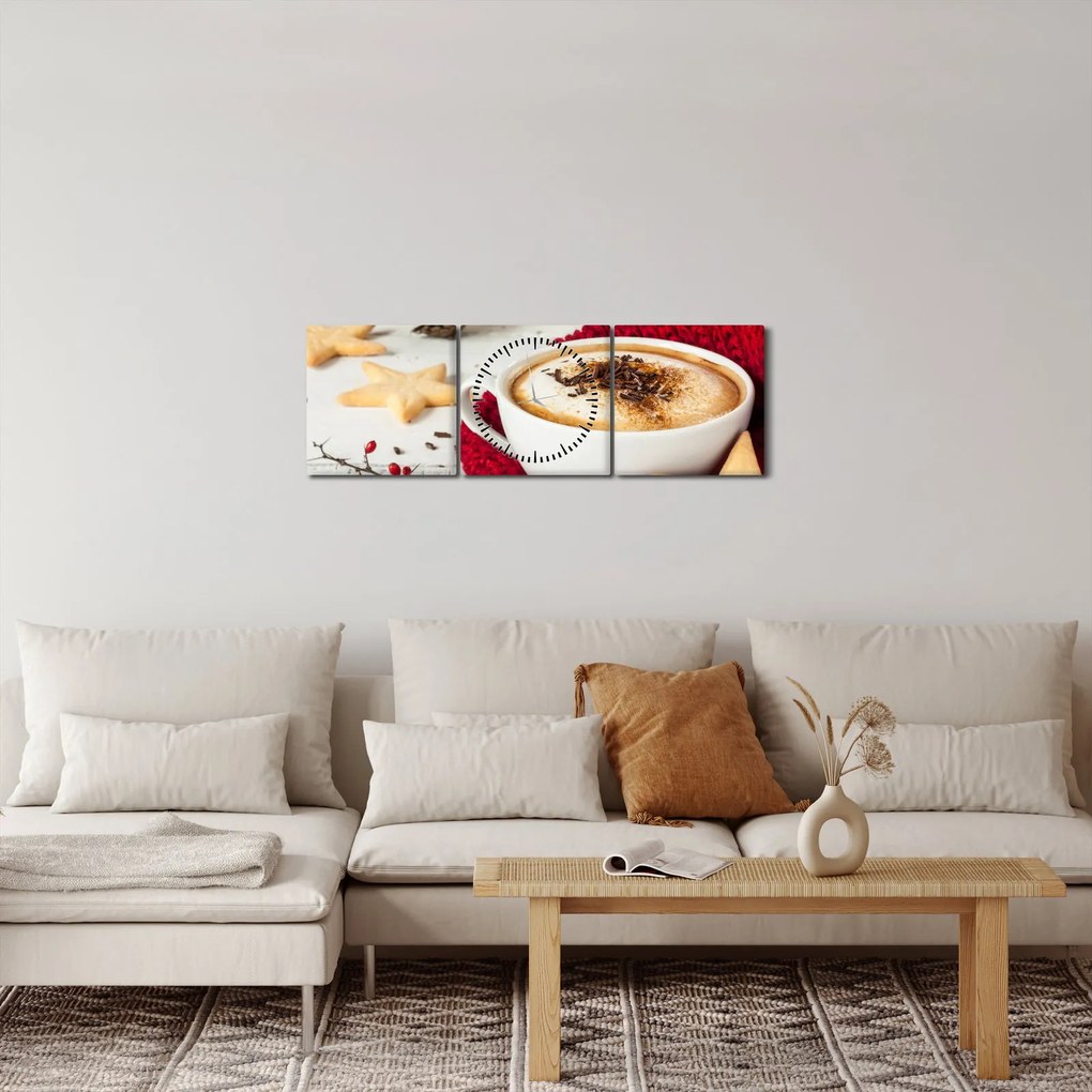 Obraz - Cappuccino (s hodinami) (90x30 cm)