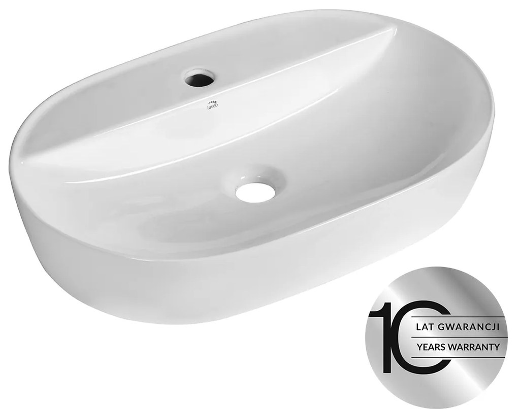 Laveo Lomami, umývadlo na dosku 610x400x120 mm, biela lesklá, LAV-VUL_6161