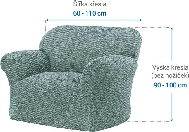 Bielastické poťahy CRISTINA mätová kreslo (š. 60 - 110 cm)