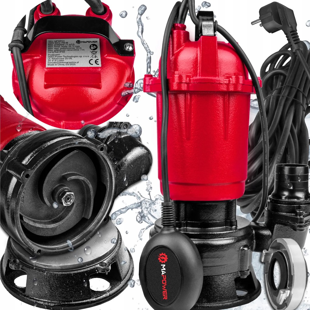 Čerpadlo Na Čistú, Špinavú Vodu S Plovákom A Drvičom 750 W Mapower