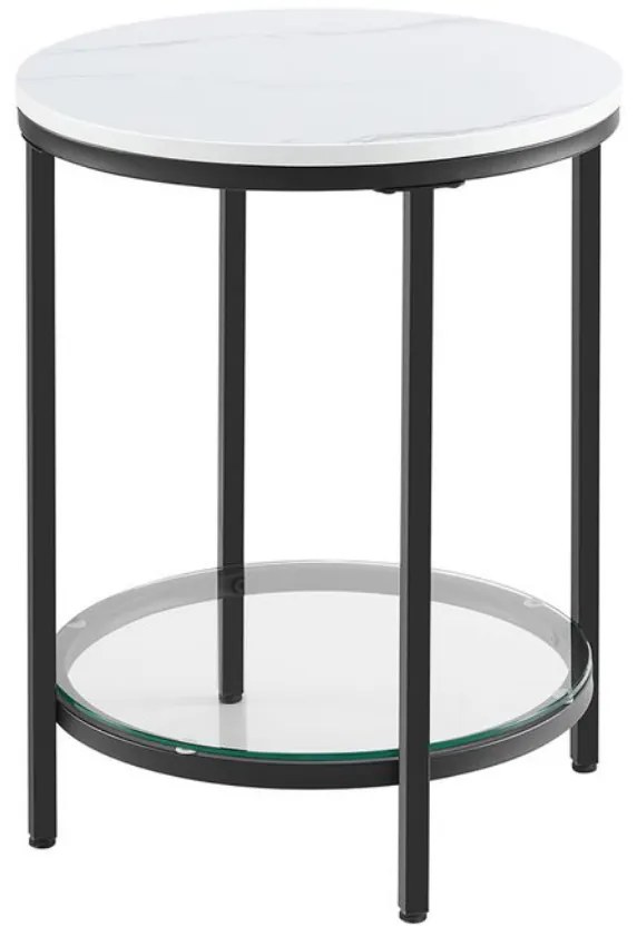 Príručný stolík ERIC s mramorovým dizajnom, 45x55cm, čierna/biela Vasagle