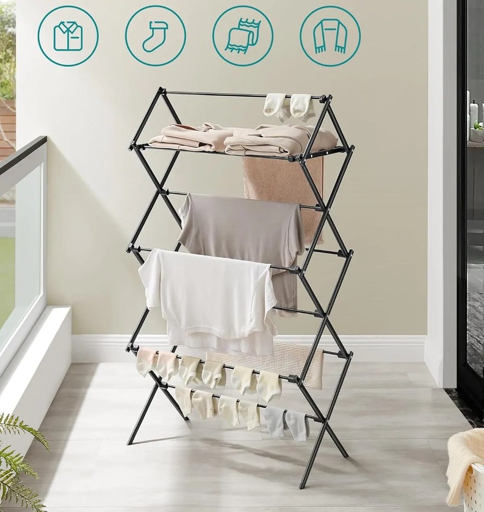 Skladací sušiak na bielizeň Nomis čierny