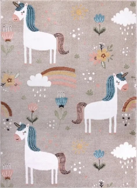 Detský kusový koberec Fun Unicorn with rainbow beige