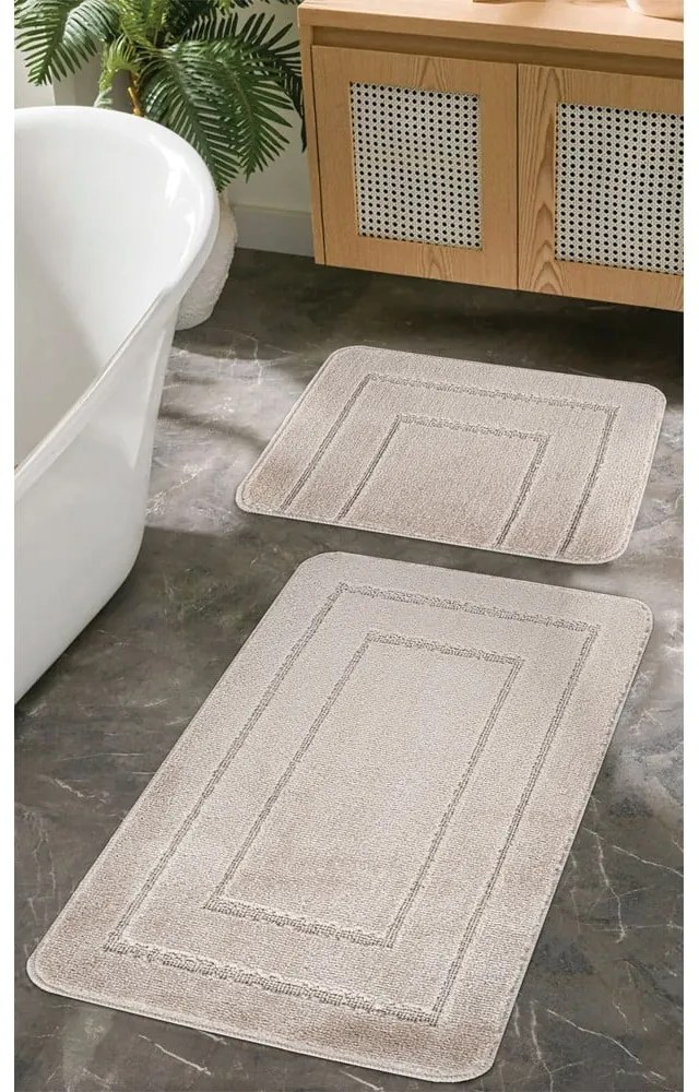 Svetlohnedé kúpeľňové predložky v súprave 2 ks 50x80 cm Cerceve – Foutastic