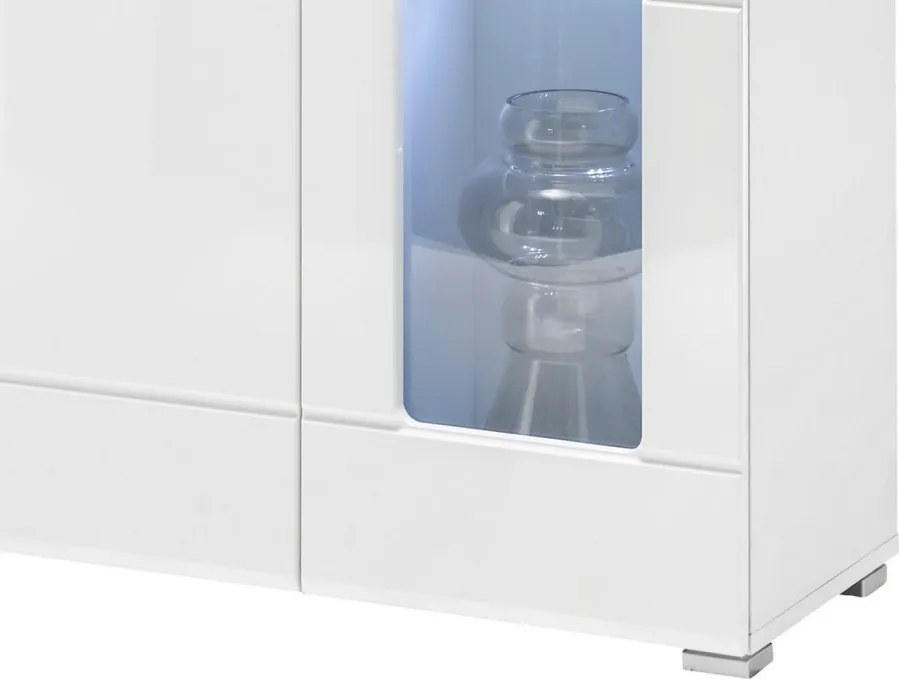 Vysoká vitrína Enrique, biely lesk